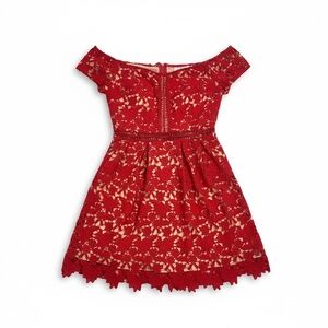 Francesca’s Red Lace Fit & Flare Dress Valentine’s Graduation Size Small